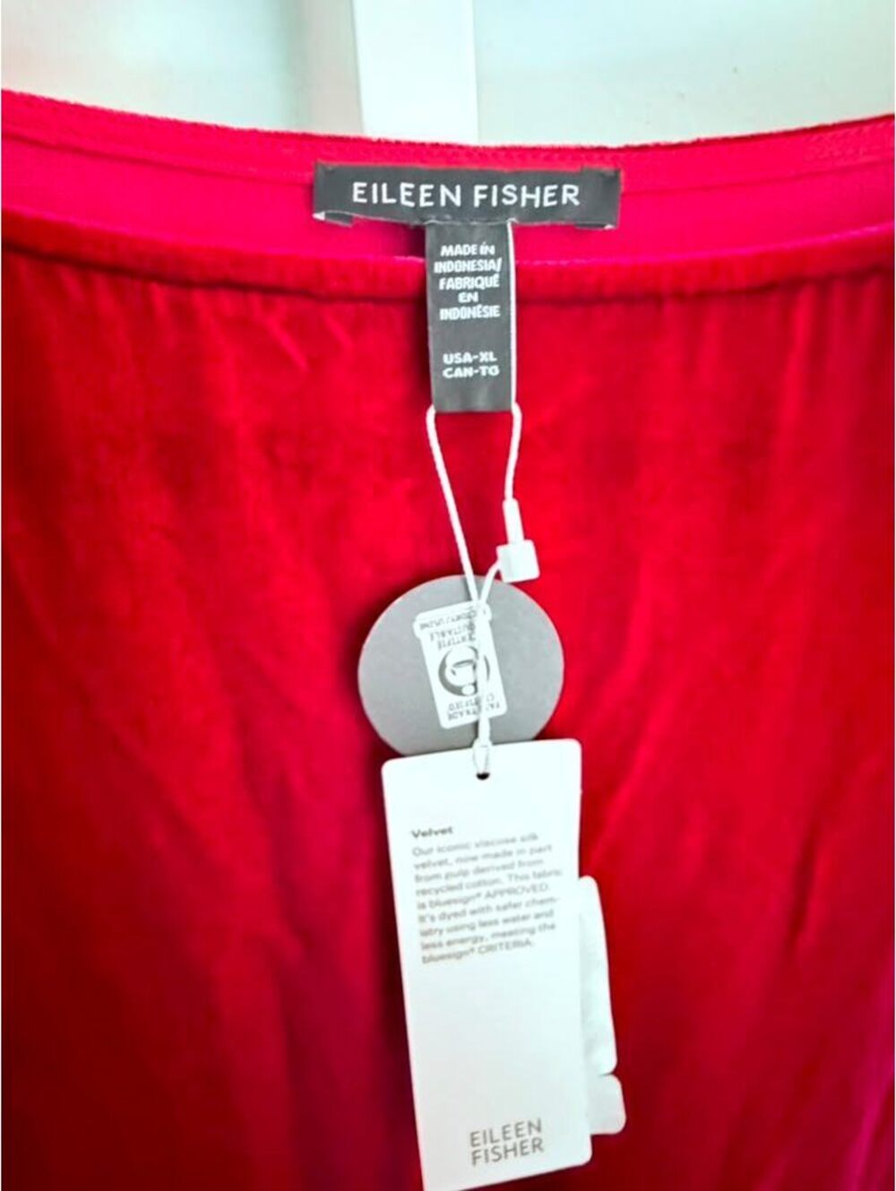NWT Eileen Fisher Ultra XL Velvet Long Sleeve Top in Deep Red - Picture 5 of 13